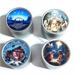 Cutie metalica rotunda, Versete si imagini Craciun